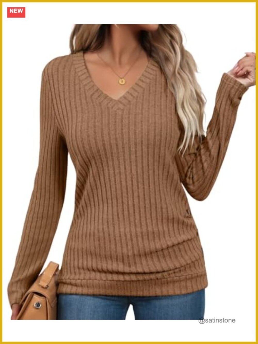 Long Sleeve V-Neck Ruched Button Tunic Sweater for Women